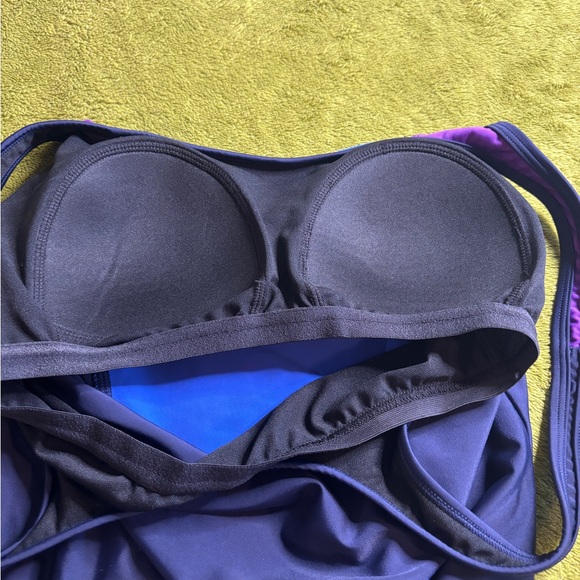 Roots Vibrant Blue and Purple Athletic Swim Tankini Top - Picture 5 of 7